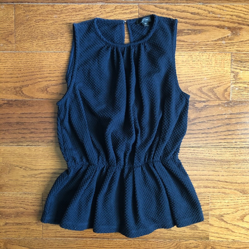 J Crew Navy Sleeveless Peplum Top